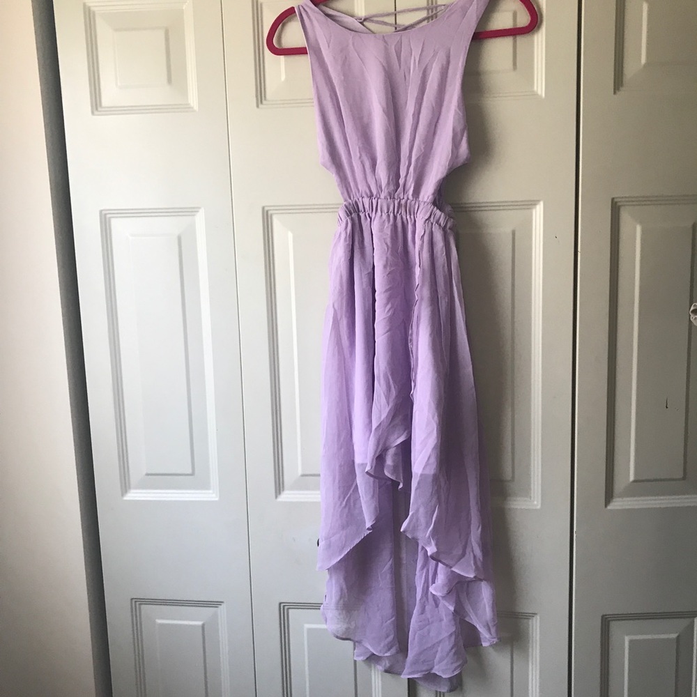 Purple side cut high low midi dress size small
